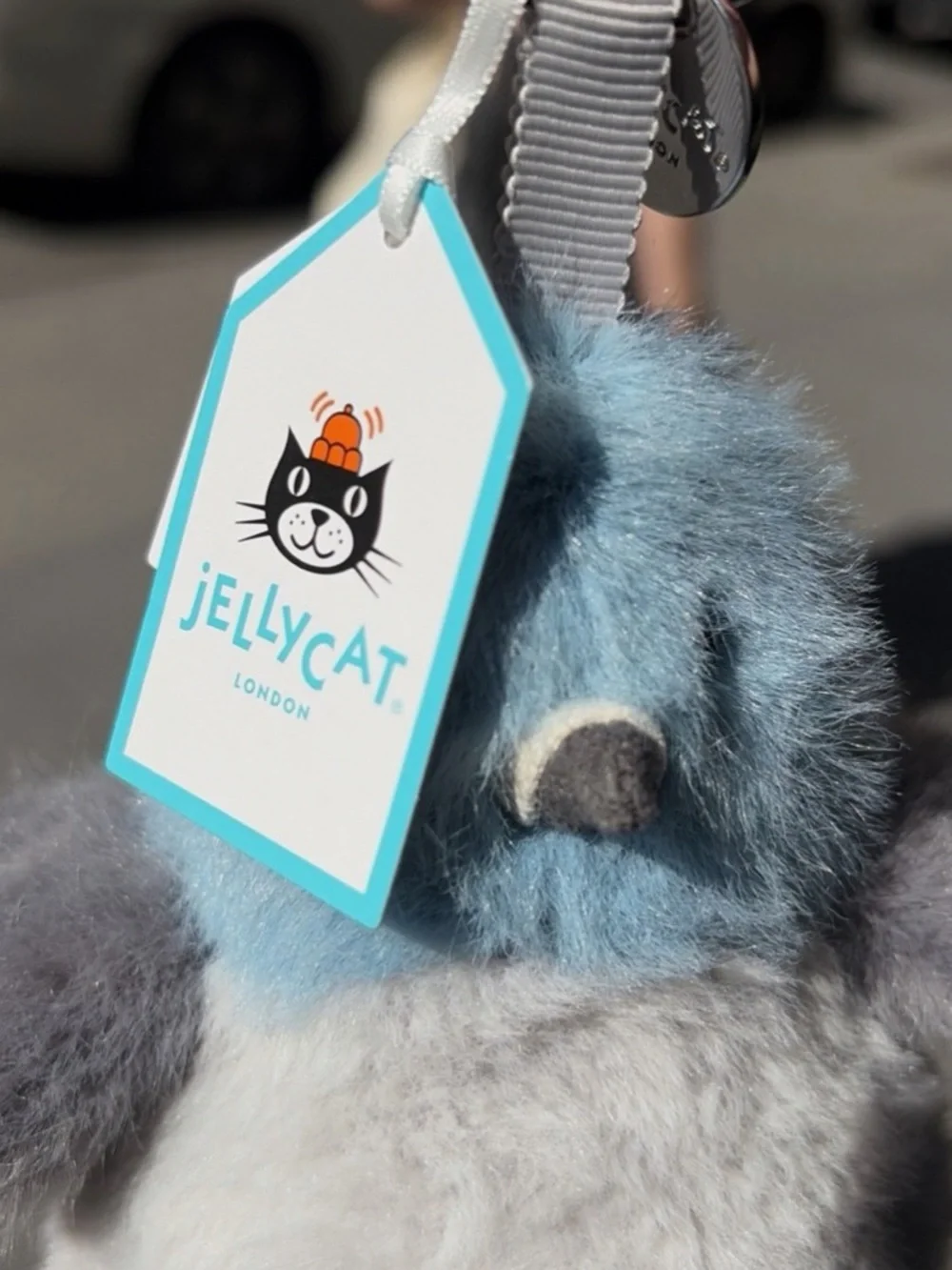 Jellycat Blue, White & Gray Plush Pigeon Bag Charm with Pink Feet
